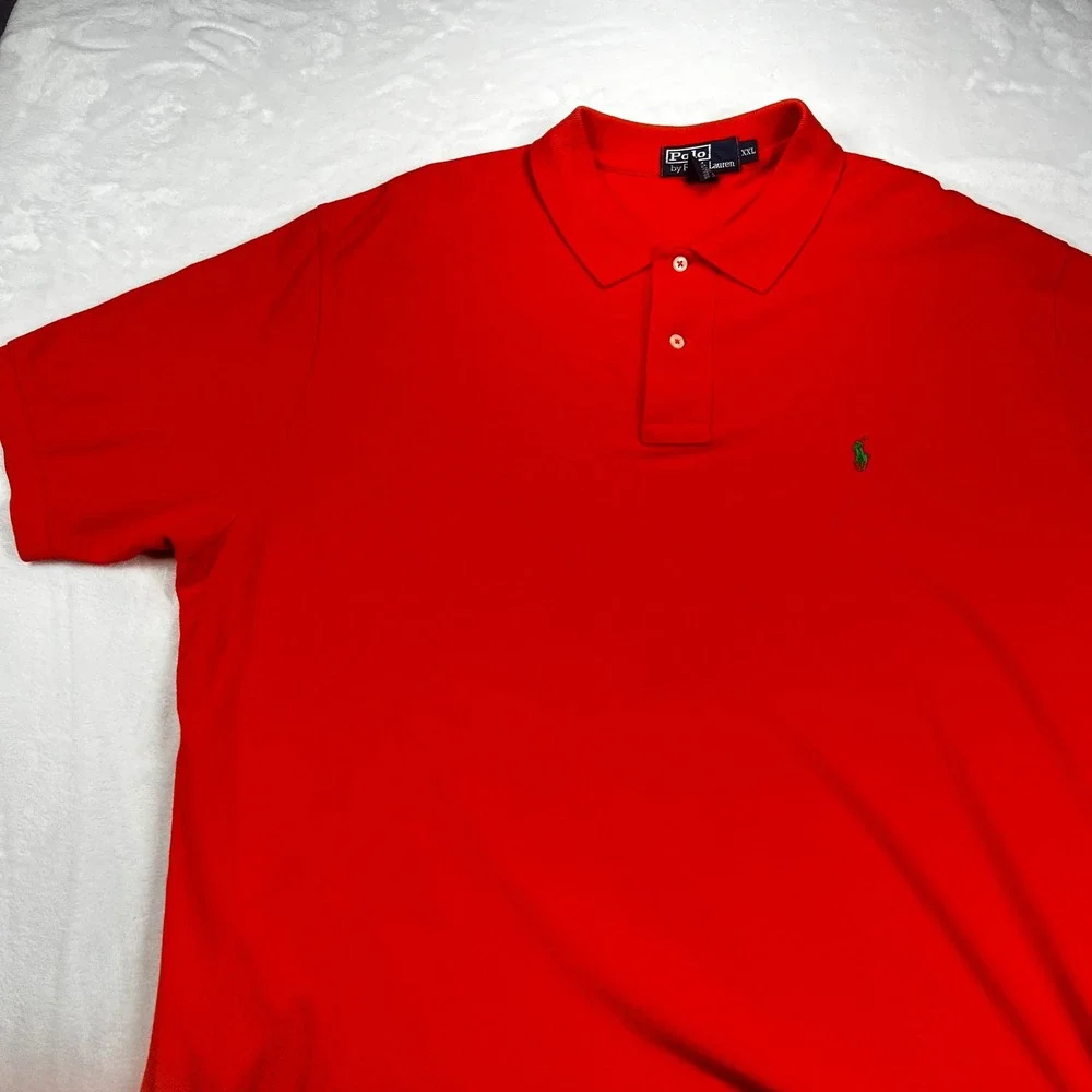 Polo Ralph Lauren Mens XXL Red Cotton Pique Short Sleeve Pony Logo Polo Shirt